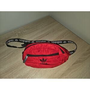2018 Adidas Trefoil Red black padded Fanny Pack shoulder strap bag